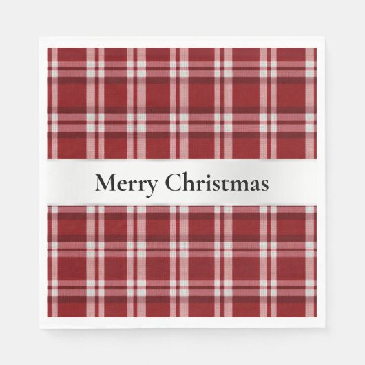 Serviette En Papier Rouge blanc (Devant)