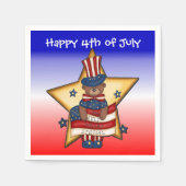 Serviette En Papier Rouge Blanc & Bleu 4 Juillet Ours Serviettes (Devant)