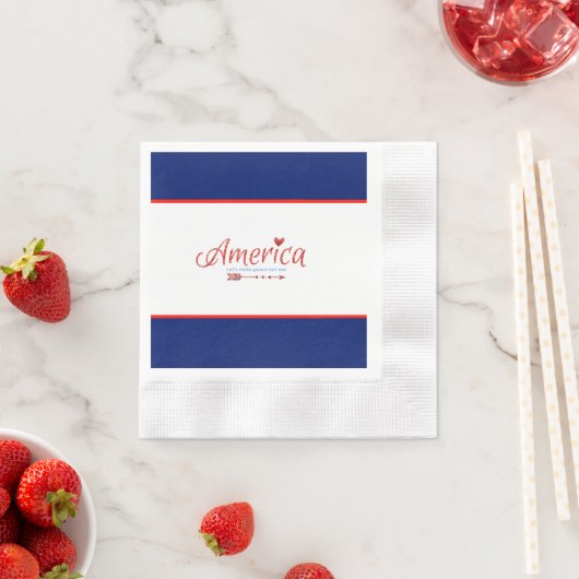 Serviette En Papier Rouge, blanc, bleu, drapeau, étoiles, flèches, 4 j (En situation)