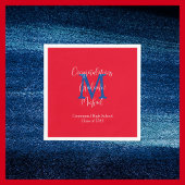 Serviette En Papier Rouge Blanc Bleu Écarpe Nom de graduation Monogram
