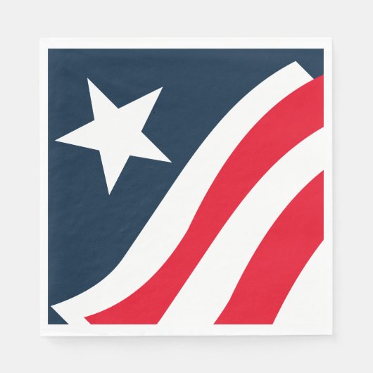 Serviette En Papier Rouge Blanc Bleu Étoile & Grille Papier (Devant)