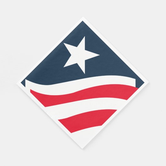 Serviette En Papier Rouge Blanc Bleu Étoile & Grille Papier (Coin)