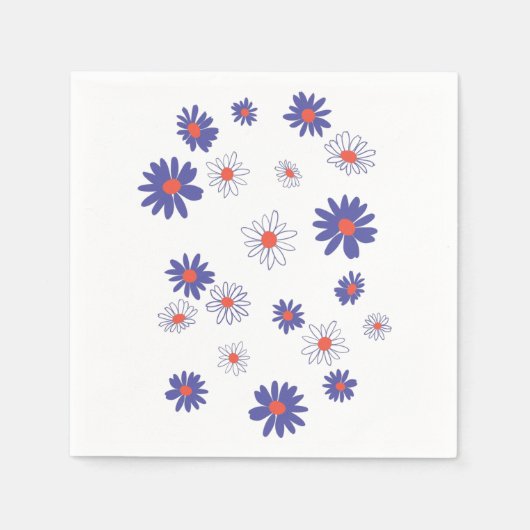 Serviette En Papier Rouge Blanc Bleu Fleur Fleur Naples (Devant)
