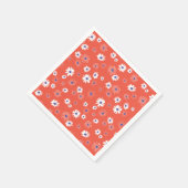 Serviette En Papier Rouge Blanc Bleu Motif Fleurs de marguerite (Coin)