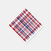 Serviette En Papier Rouge, Blanc, Bleu Preppy Madras Plaid (Coin)