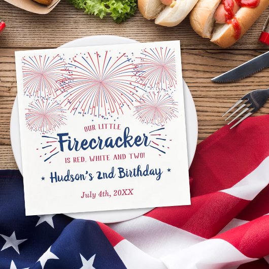 Serviette En Papier Rouge, Blanc & Deux ! 4 juillet 2e anniversaire
