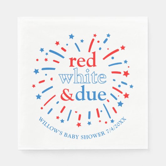 Serviette En Papier Rouge blanc et Baby shower dû serviettes (Devant)