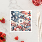Serviette En Papier Rouge blanc et bleu (En situation)