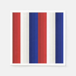 Serviette En Papier Rouge Blanc et Bleu Dégradé Patriotique à Rayures