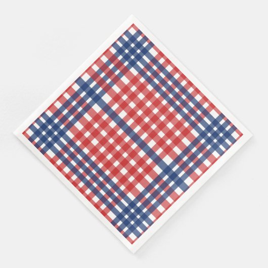 Serviette En Papier Rouge blanc et bleu En vichy plaid (Coin)