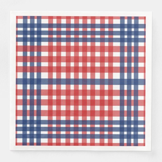 Serviette En Papier Rouge blanc et bleu En vichy plaid (Devant)