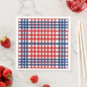 Serviette En Papier Rouge blanc et bleu En vichy plaid (En situation)