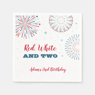 Serviette En Papier Rouge, blanc et deux napperons