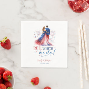 Serviette En Papier Rouge Blanc et je fais du mariage à l'américaine