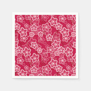 Serviette En Papier rouge blanc floral rustique mode motif rétro
