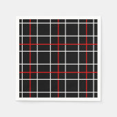 Serviette En Papier Rouge Blanc Graphisme Lignes Noir Plaid Design (Devant)