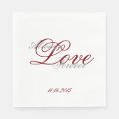 Serviette En Papier Rouge blanc gris amour toujours Mariage (Devant)