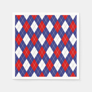 Serviette En Papier Rouge, Blanc, Jacquard Bleu 2 PAPIERS NAPKINS