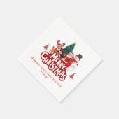 Serviette En Papier Rouge & Blanc Joyeux Noël Simple (Coin)