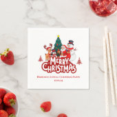 Serviette En Papier Rouge & Blanc Joyeux Noël Simple (En situation)