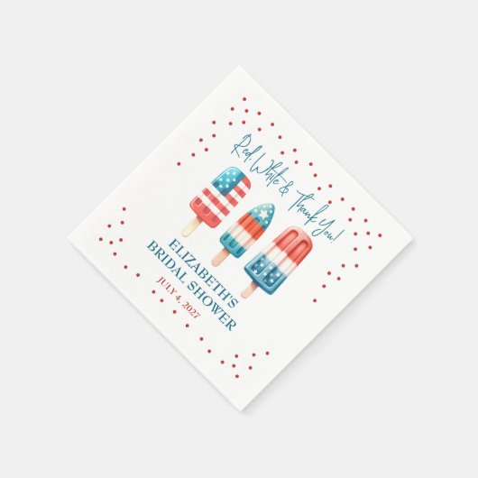 Serviette En Papier Rouge, Blanc & Merci ! Douche de popsicles patriot (Coin)