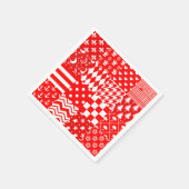 Serviette En Papier Rouge blanc Mixte Motif Patchwork Design (Coin)