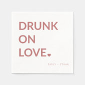 Serviette En Papier Rouge Blanc Valentine's Drunk on Love Mariage (Devant)