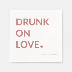 Serviette En Papier Rouge Blanc Valentine's Drunk on Love Mariage