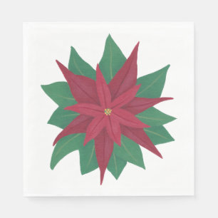 Serviette En Papier Rouge blanc vert Poinsettia Naples de Noël