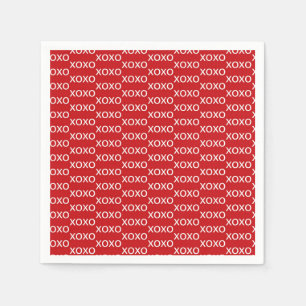 Serviette En Papier Rouge & Blanc xoxo Soirée de la Saint-Valentin
