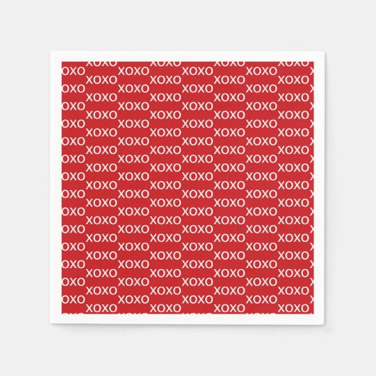 Serviette En Papier Rouge & Blanc xoxo Soirée de la Saint-Valentin (Devant)