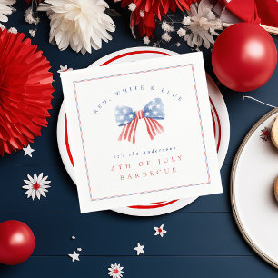 Serviette En Papier Rouge Bleu 4 juillet BBQ Classic Preppy Bow