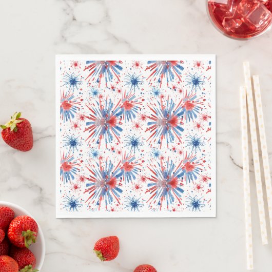 Serviette En Papier Rouge Bleu Blanc Feu d'artifice Naples (En situation)