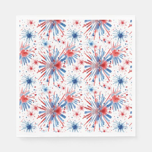 Serviette En Papier Rouge Bleu Blanc Feu d'artifice Naples (Devant)