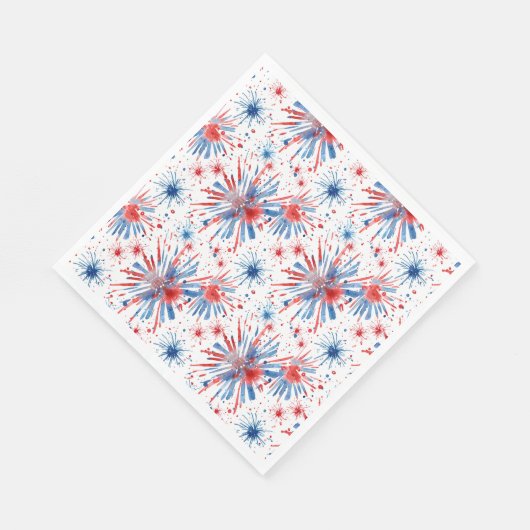 Serviette En Papier Rouge Bleu Blanc Feu d'artifice Naples (Coin)
