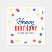 Serviette En Papier Rouge bleu Jaune Confetti Joyeux anniversaire (Devant)