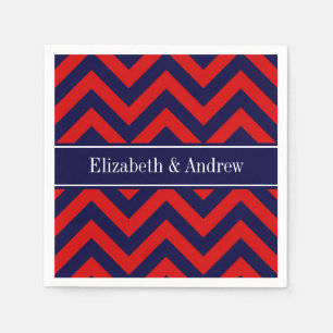 Serviette En Papier Rouge, bleu marine LG Chevron bleu marine Nom Mono