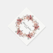 Serviette En Papier Rouge Blush Floral Roses Mariage romantique (Coin)