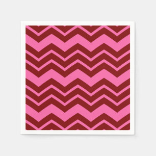 Serviette En Papier Rouge bordeaux rose chevron design zigzag