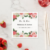 Serviette En Papier Rouge Bourgogne Fleurs Géométrique Cadre Mariage  (En situation)