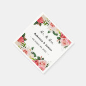 Serviette En Papier Rouge Bourgogne Fleurs Géométrique Cadre Mariage  (Coin)