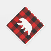 Serviette En Papier Rouge Buffalo Plaid & Ours Blanc (Coin)