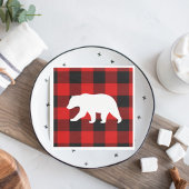 Serviette En Papier Rouge Buffalo Plaid & Ours Blanc