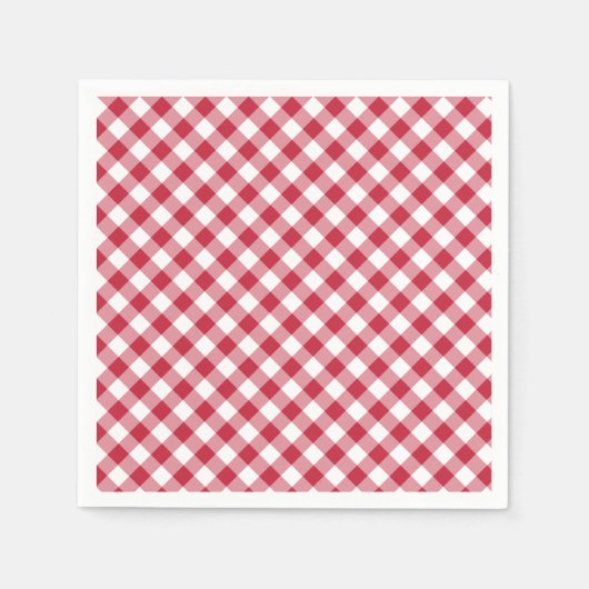 Serviette En Papier Rouge Cerise Gingham Rétro (Devant)