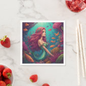 Serviette En Papier Rouge de sirène (En situation)