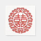 Serviette En Papier rouge double bonheur mariage chinois moderne (Devant)