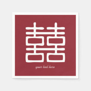 Serviette En Papier Rouge Double Bonheur Mariage Jeu de Napkin