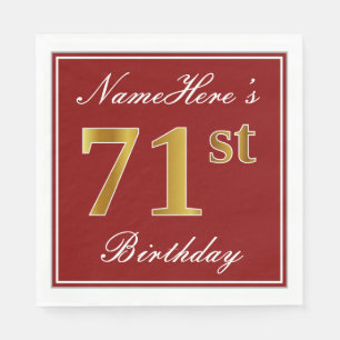 Serviette En Papier Rouge élégant, anniversaire d'or de Faux