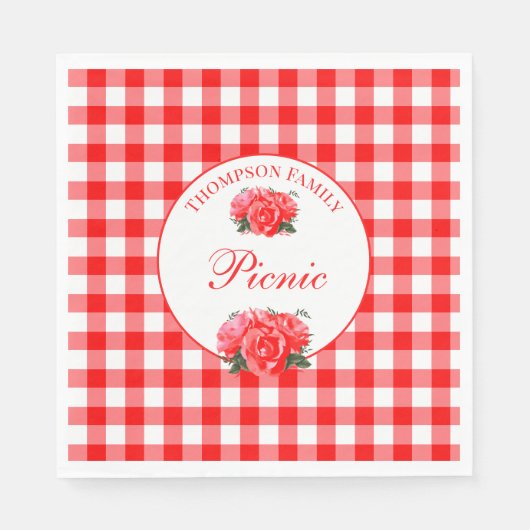 Serviette En Papier Rouge En vichy Buffalo Check Pique-nique Papier Na (Devant)