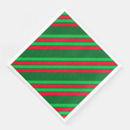 Serviette En Papier Rouge et bandes de différentes nuances de vert (Coin)